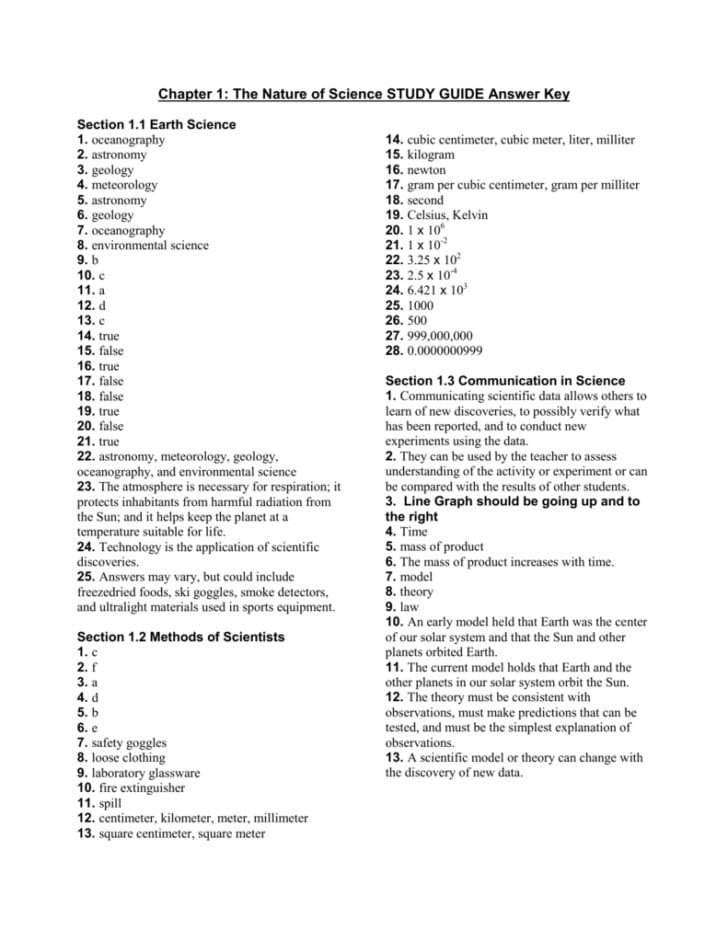 The nature of science worksheet answers db excel