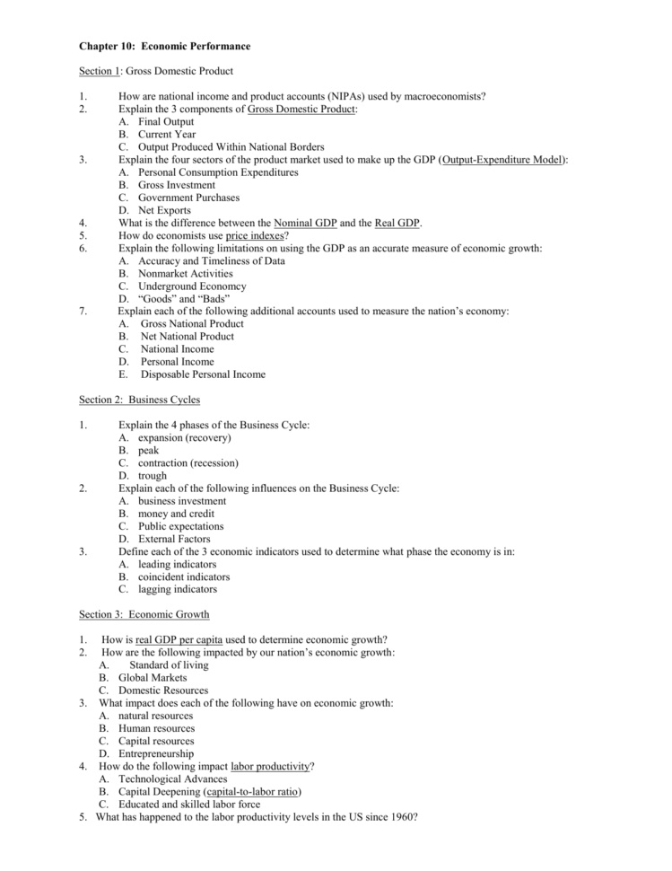 Chapter 10 Economic Performance