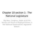 Chapter 10 Section 1 The National Legislature