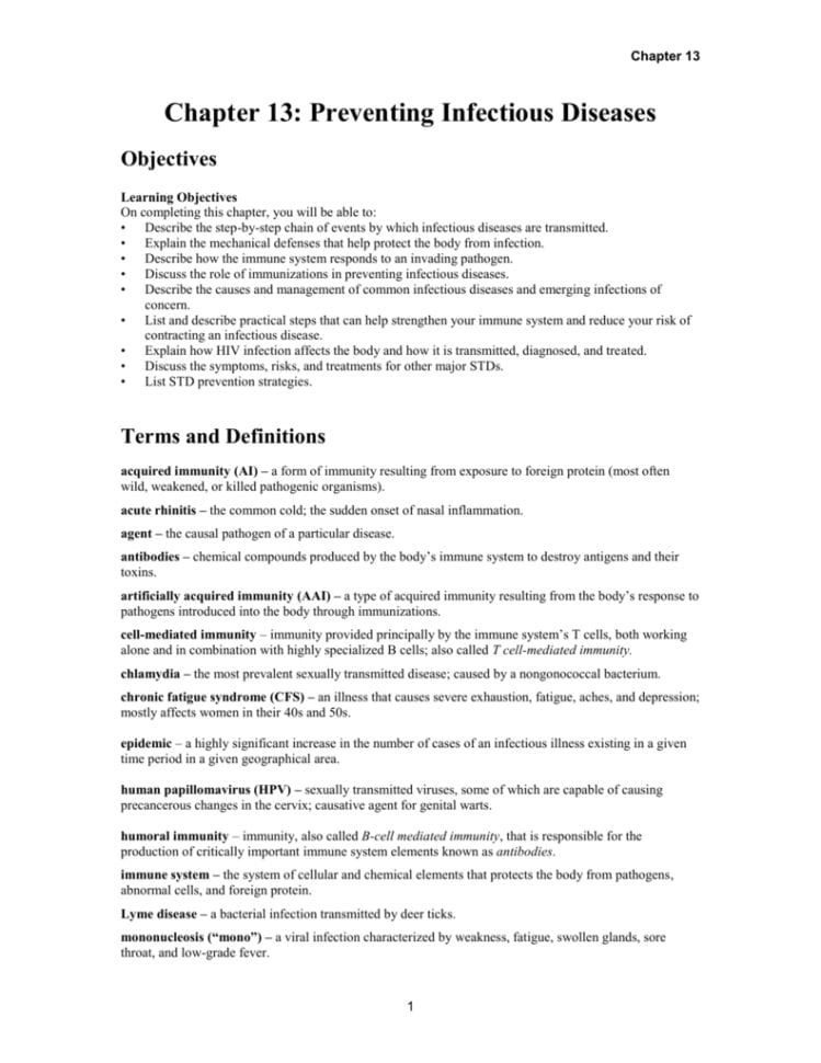 Chapter 13 Preventing Infectious Disease Transmission
