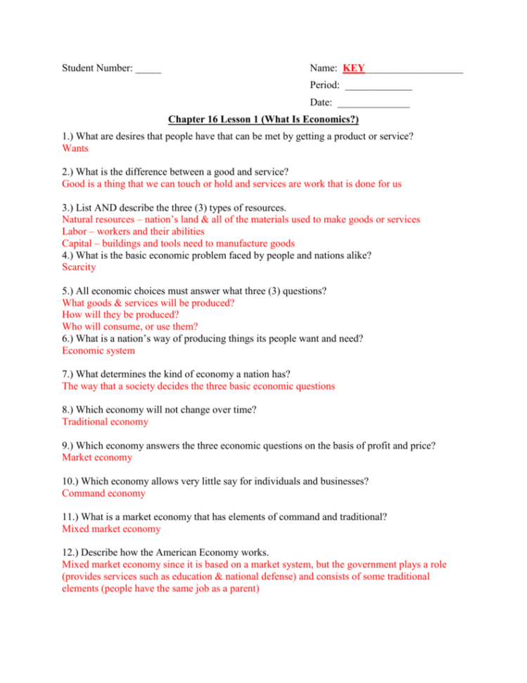 Chapter 16 Lesson 1 What Is Economics