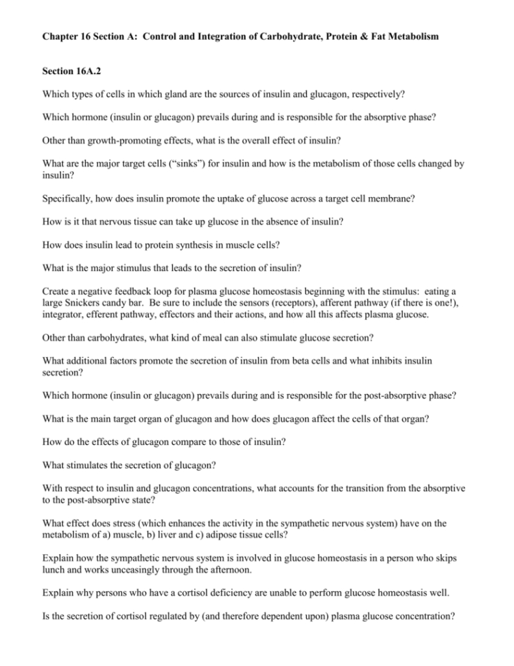 Chapter 16 Section A Control And Integration Of