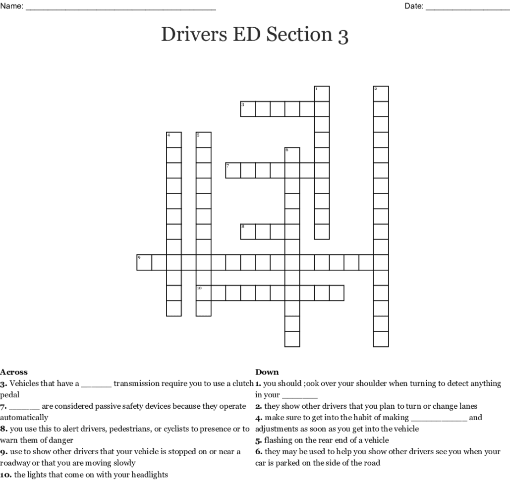 Chapter 2 Signs Signals And Roady Markings Crossword — db-excel.com