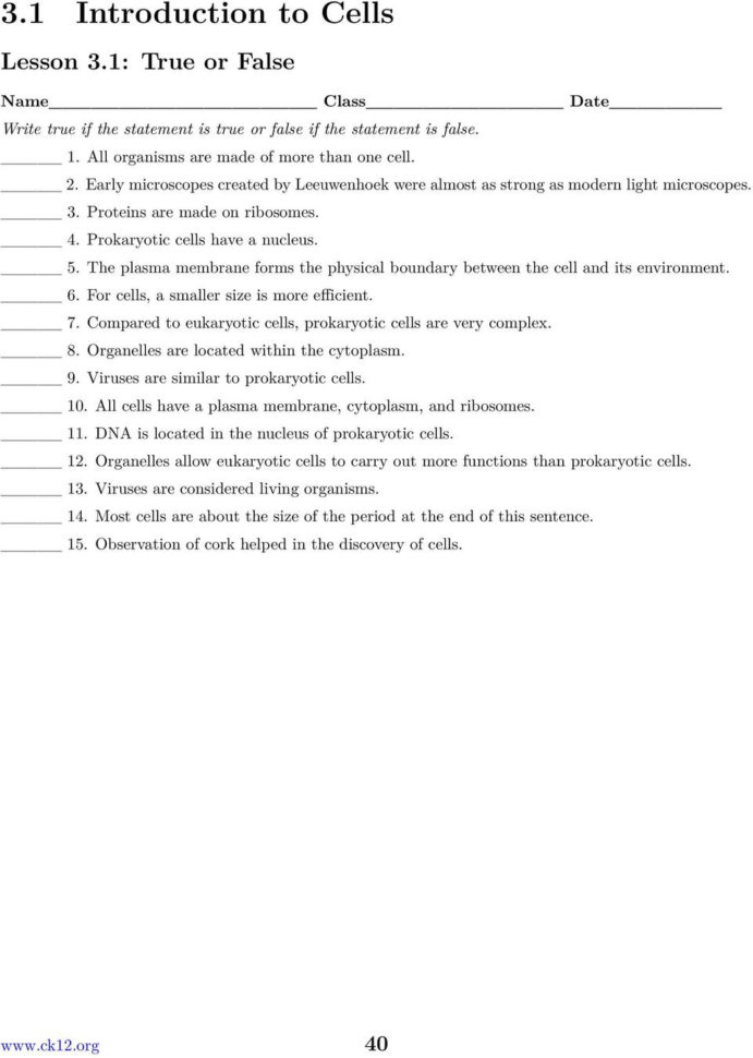 Chapter 3 Cellular Structure And Function Worksheets Pdf