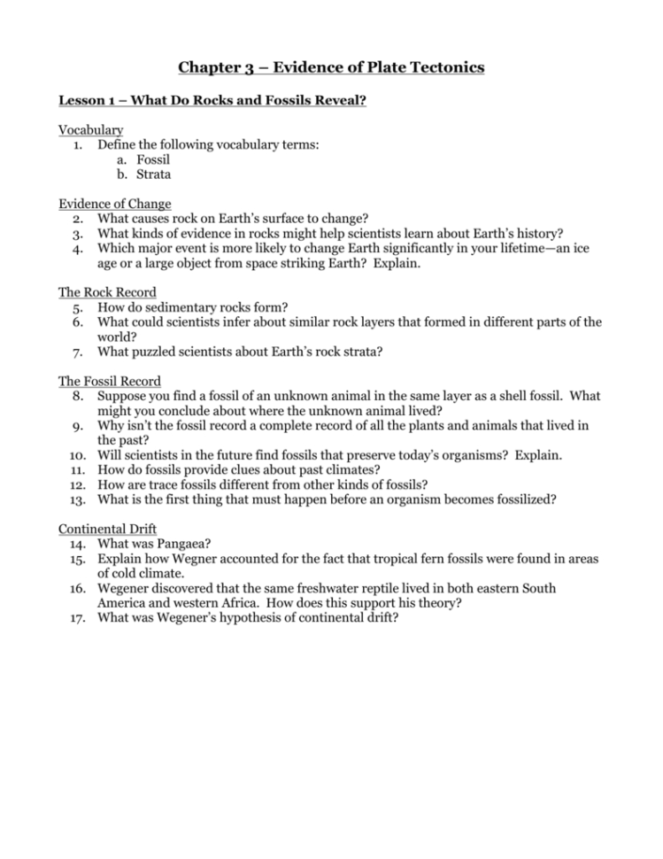 Chapter 3 – Evidence Of Plate Tectonics