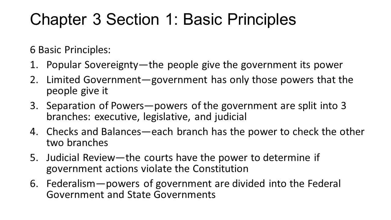Chapter 3 The Constitution Chapter 3 Section 1 Basic