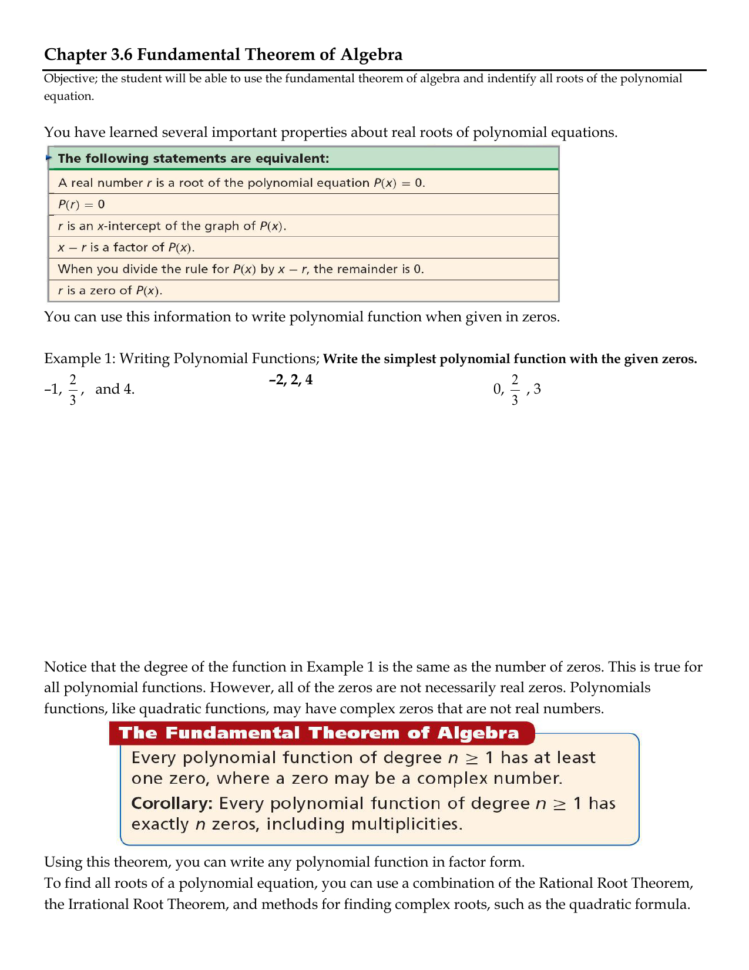 Chapter 36 Fundamental Theorem Of Algebra