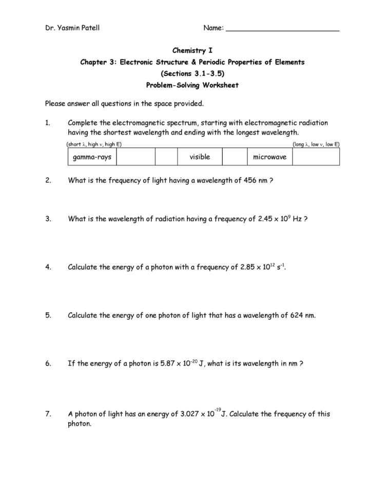 Chapter 3Worksheet Done  Chm 210  Chemistry I  Studocu