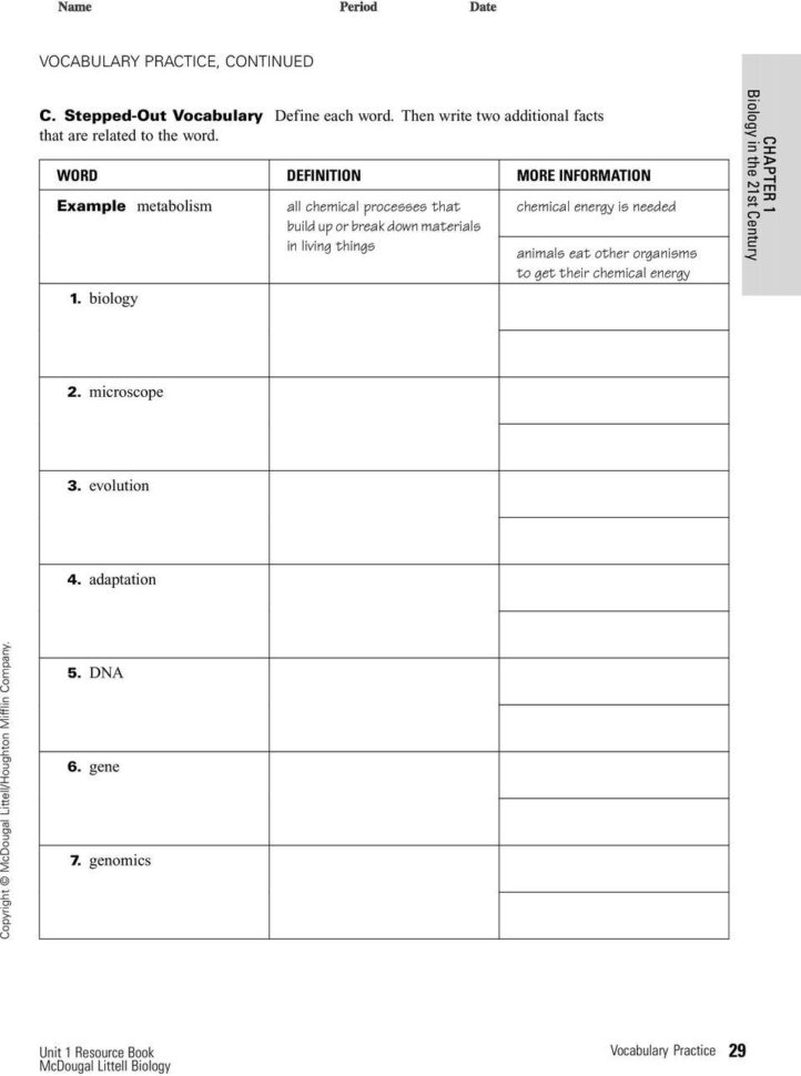 Chapter 4 Cells And Energy Vocabulary Practice Worksheet