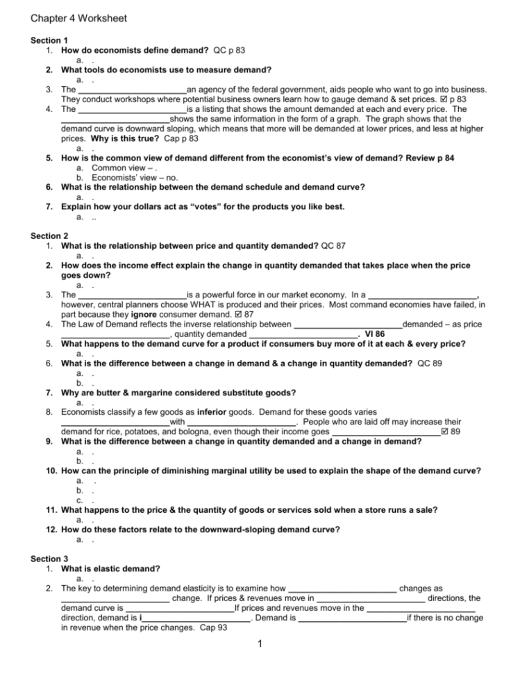 Chapter 4 Worksheet 1