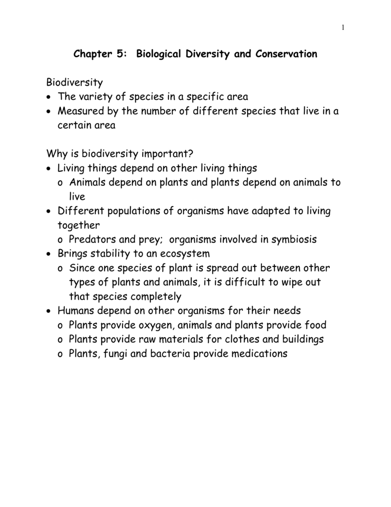 Chapter 5 Biological Diversity And Conservation