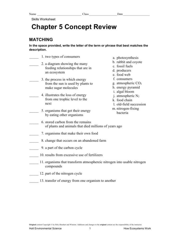 Chapter 5 Concept Review