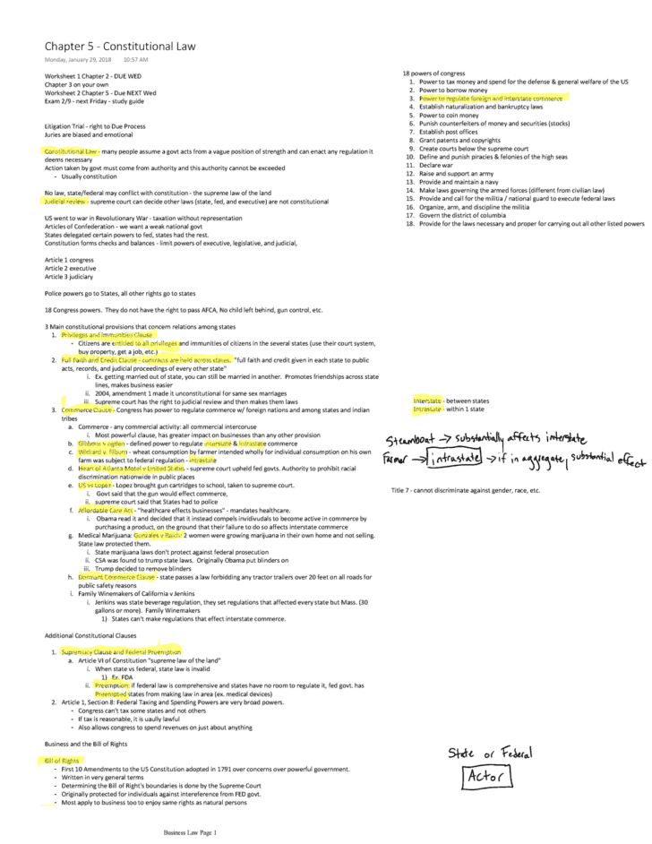 Bill Of Rights Amendments Worksheet