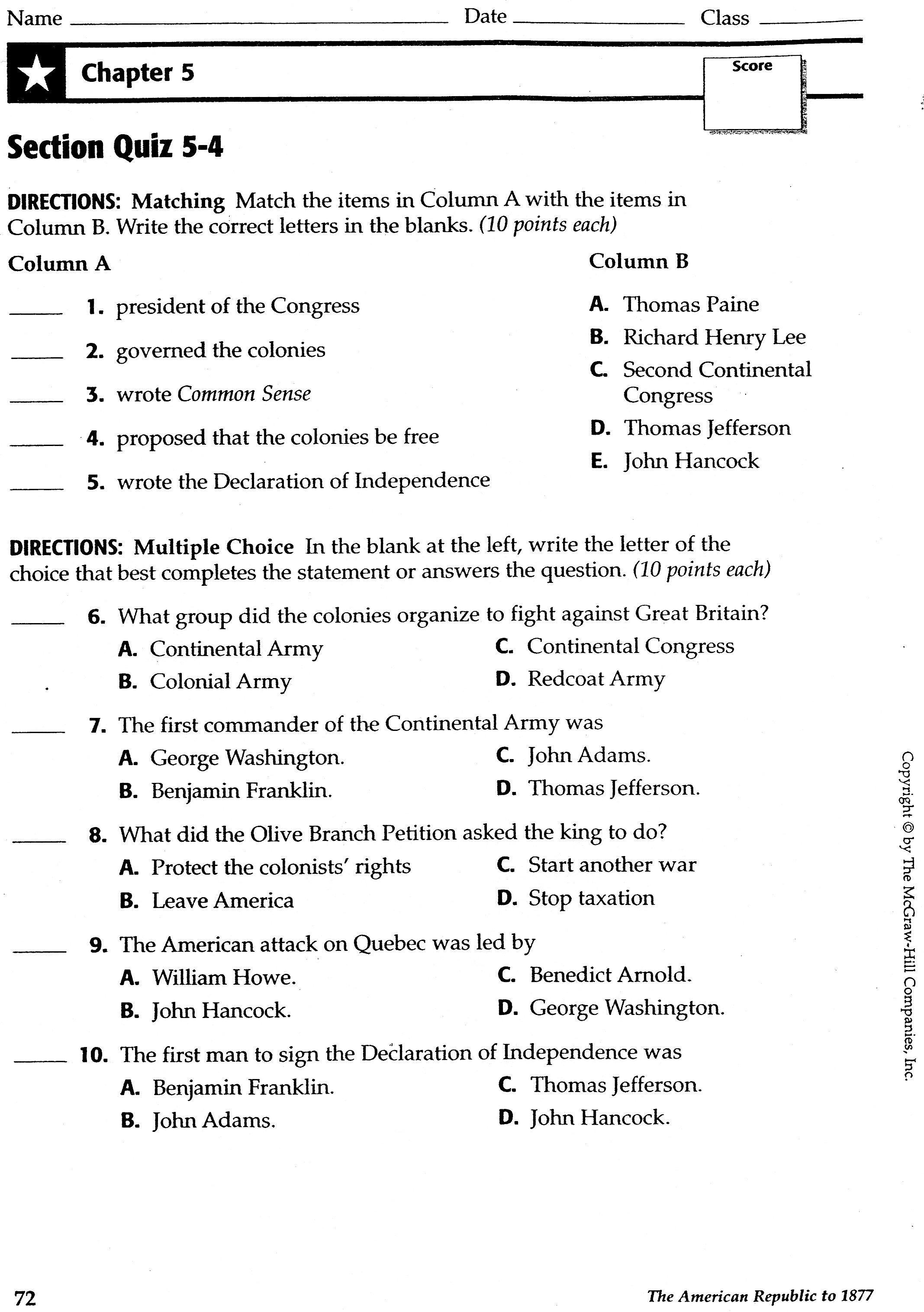 chapter 6 section 1 answer key