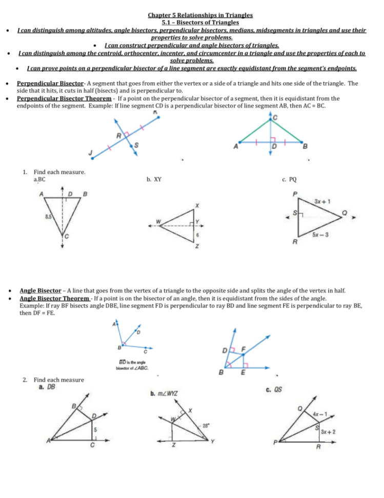 Chapter 5 Relationships In Triangles