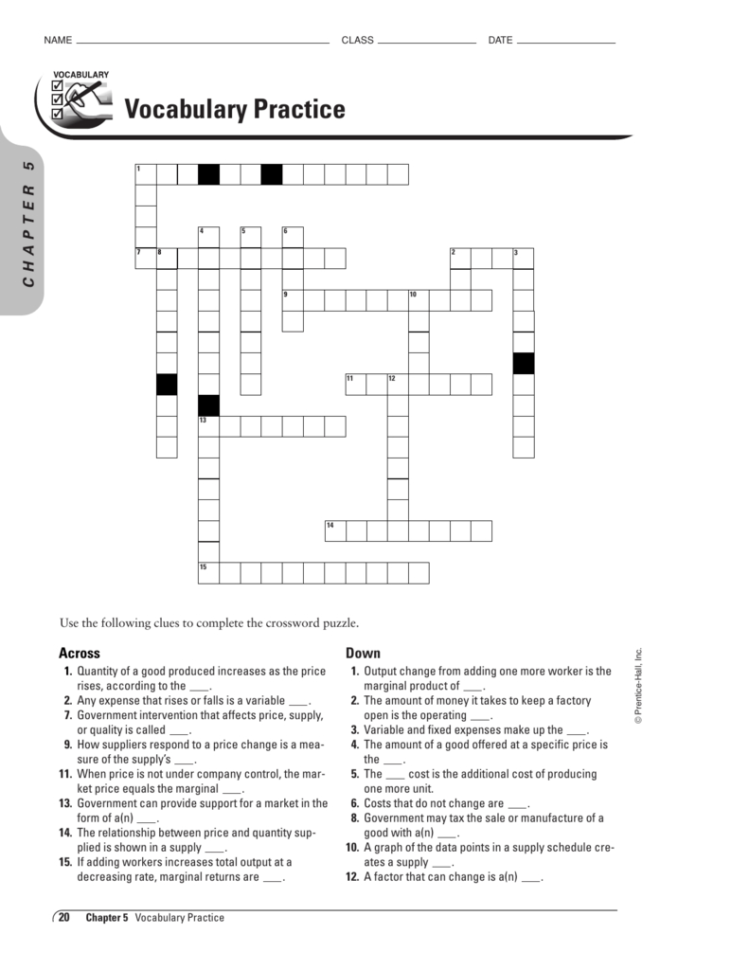 Chapter 5 Vocabulary Practice