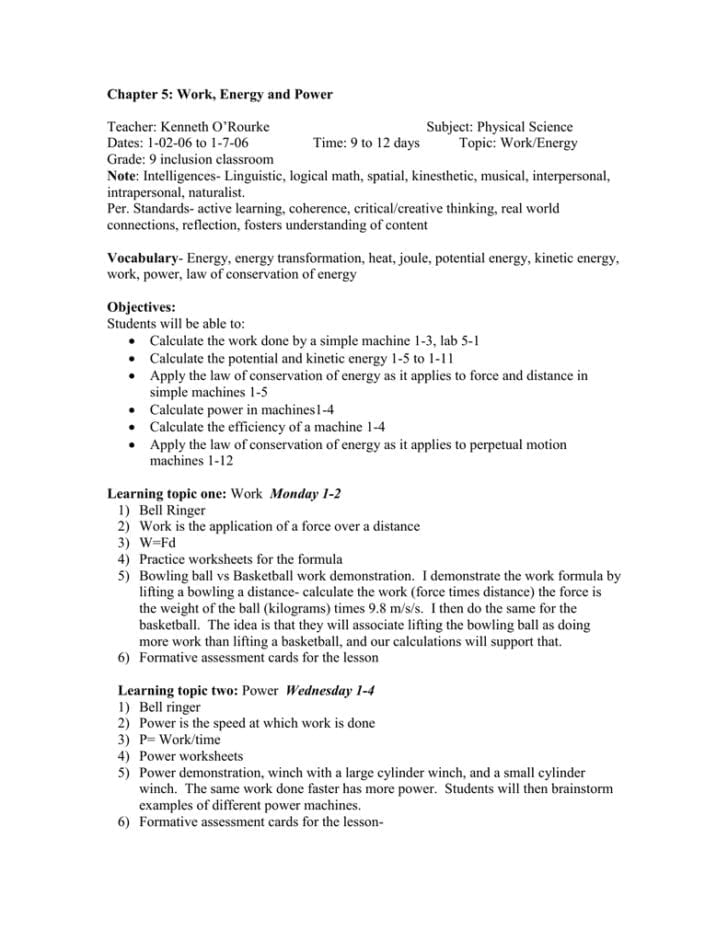 Energy Vocabulary Worksheet
