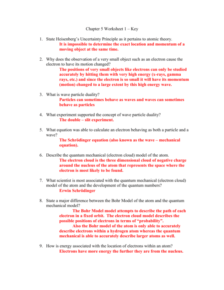 Chapter 5 Worksheet 1
