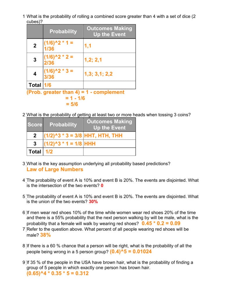 Chapter 6 Probability Practice Answer Key Db excel