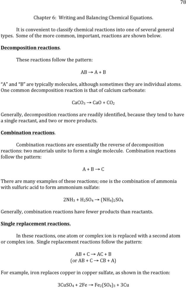 Chapter 6 Writing And Balancing Chemical Equations Ab A Chapter 6 Writing And Balancing Chemical Equations Ab A