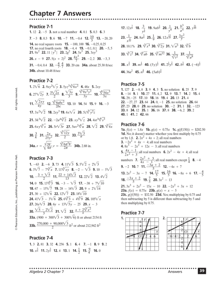 Algebra 2 Chapter 7 Review Worksheet Answers — db-excel.com