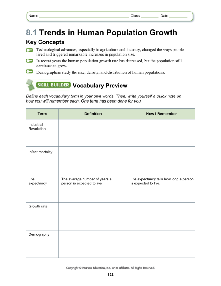 Human Population Growth Worksheet Answers