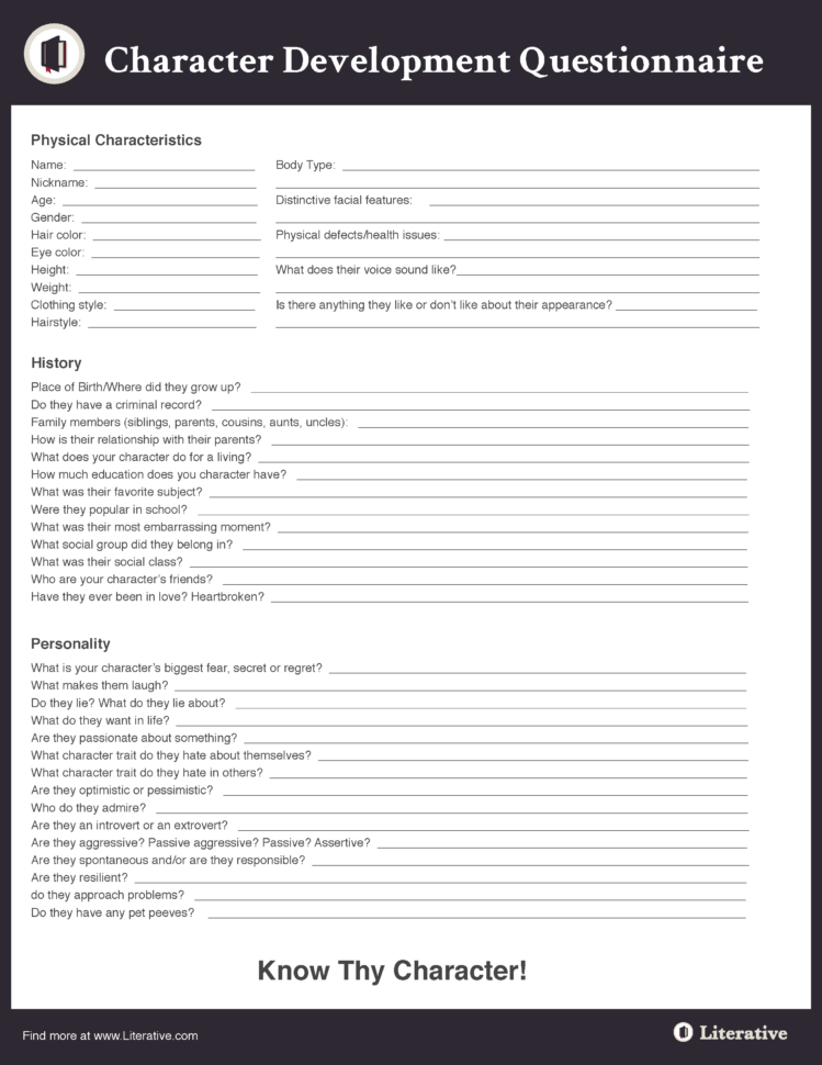 Character Building — Preplanning  Worksheet Download