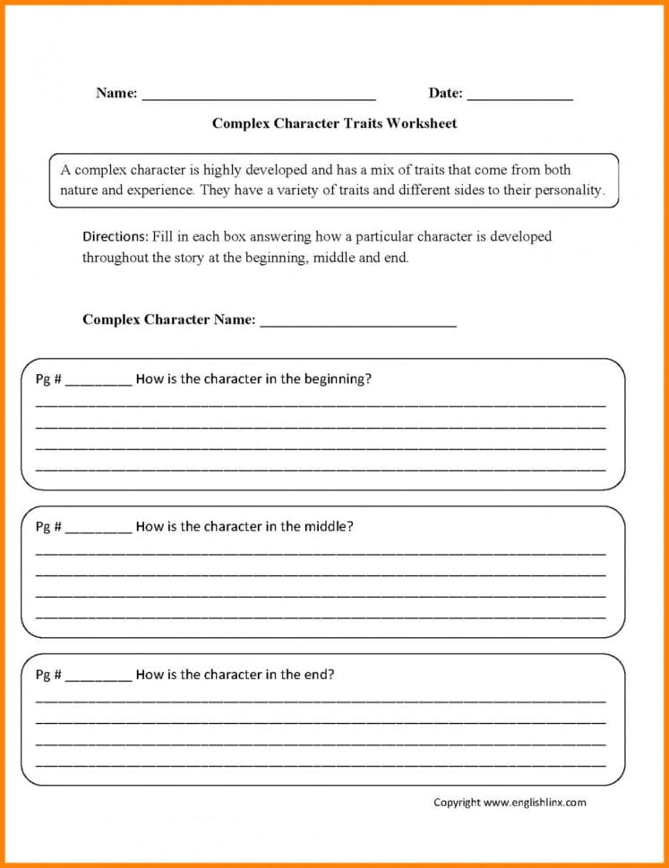 Character Development Worksheet As 2Nd Grade Reading