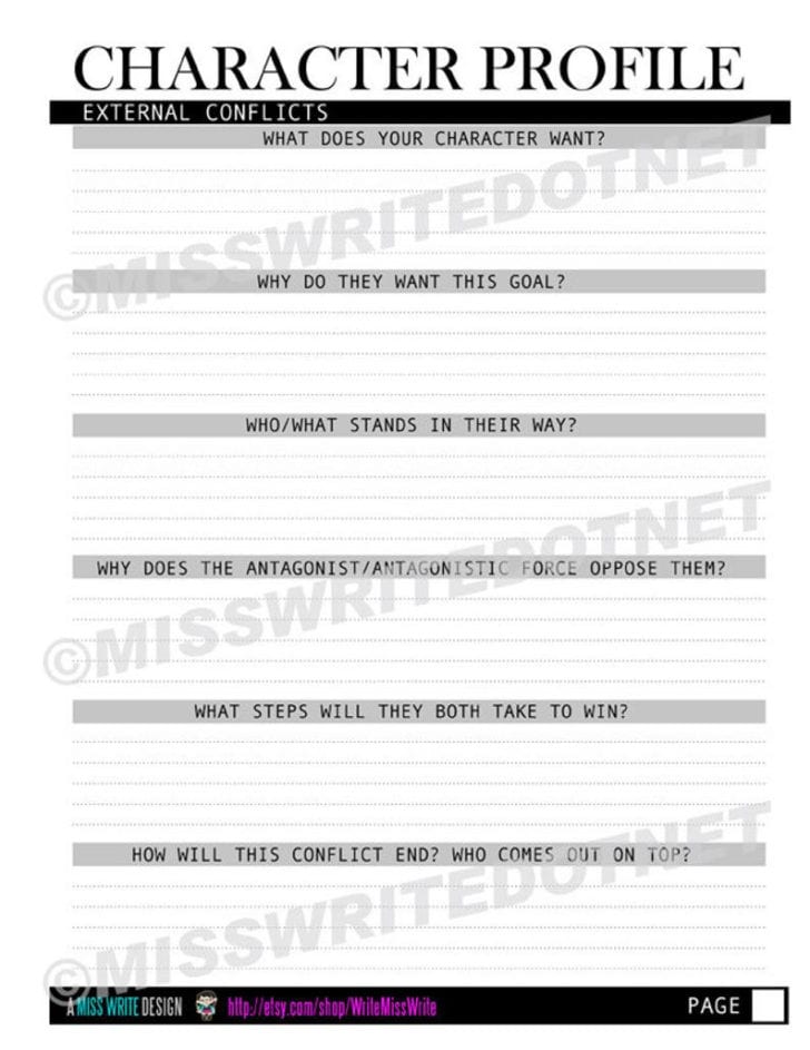 Character Profile Worksheet