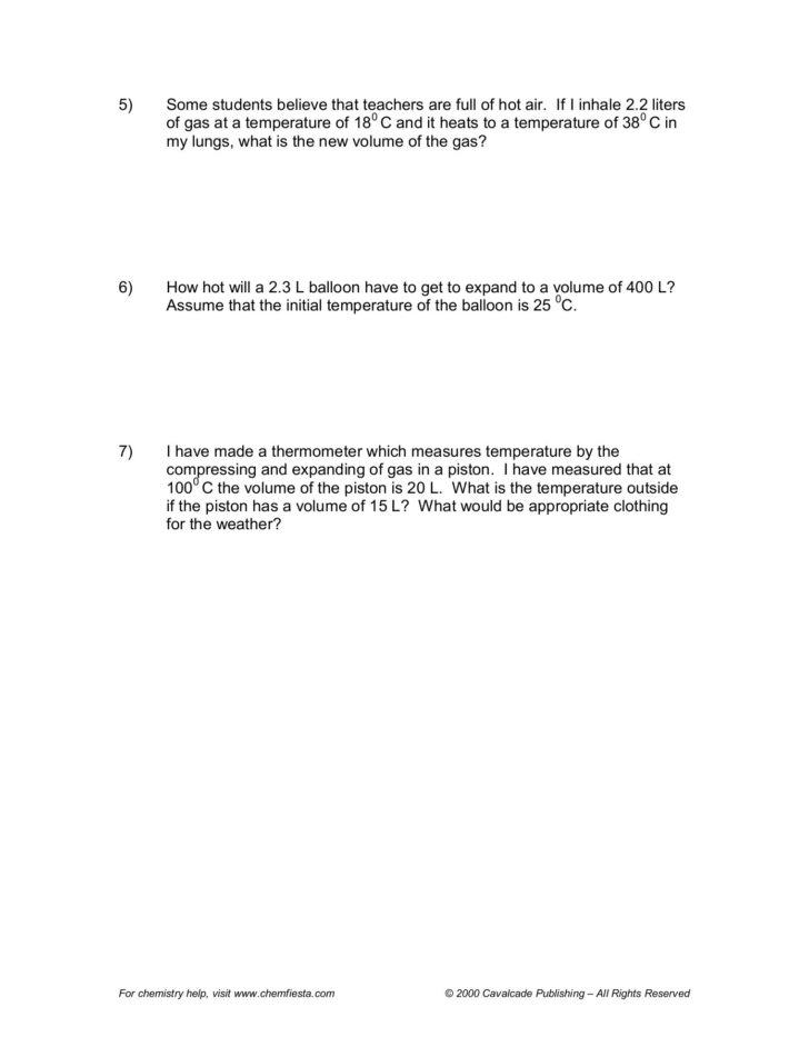 Charles Law Worksheet Answer Key