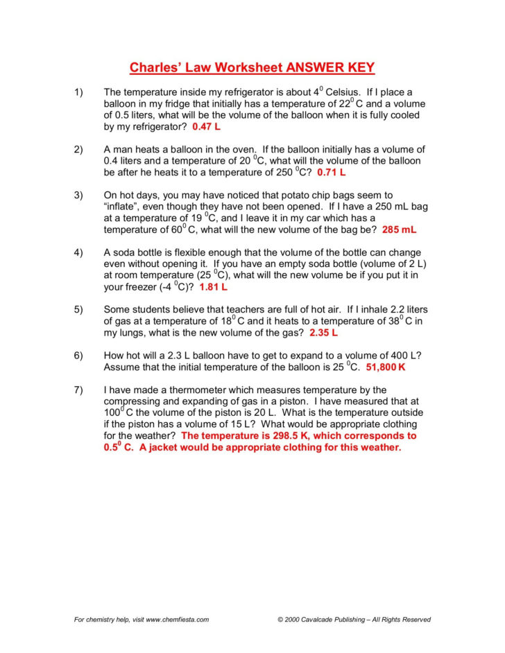 Charles Law Worksheet Answers