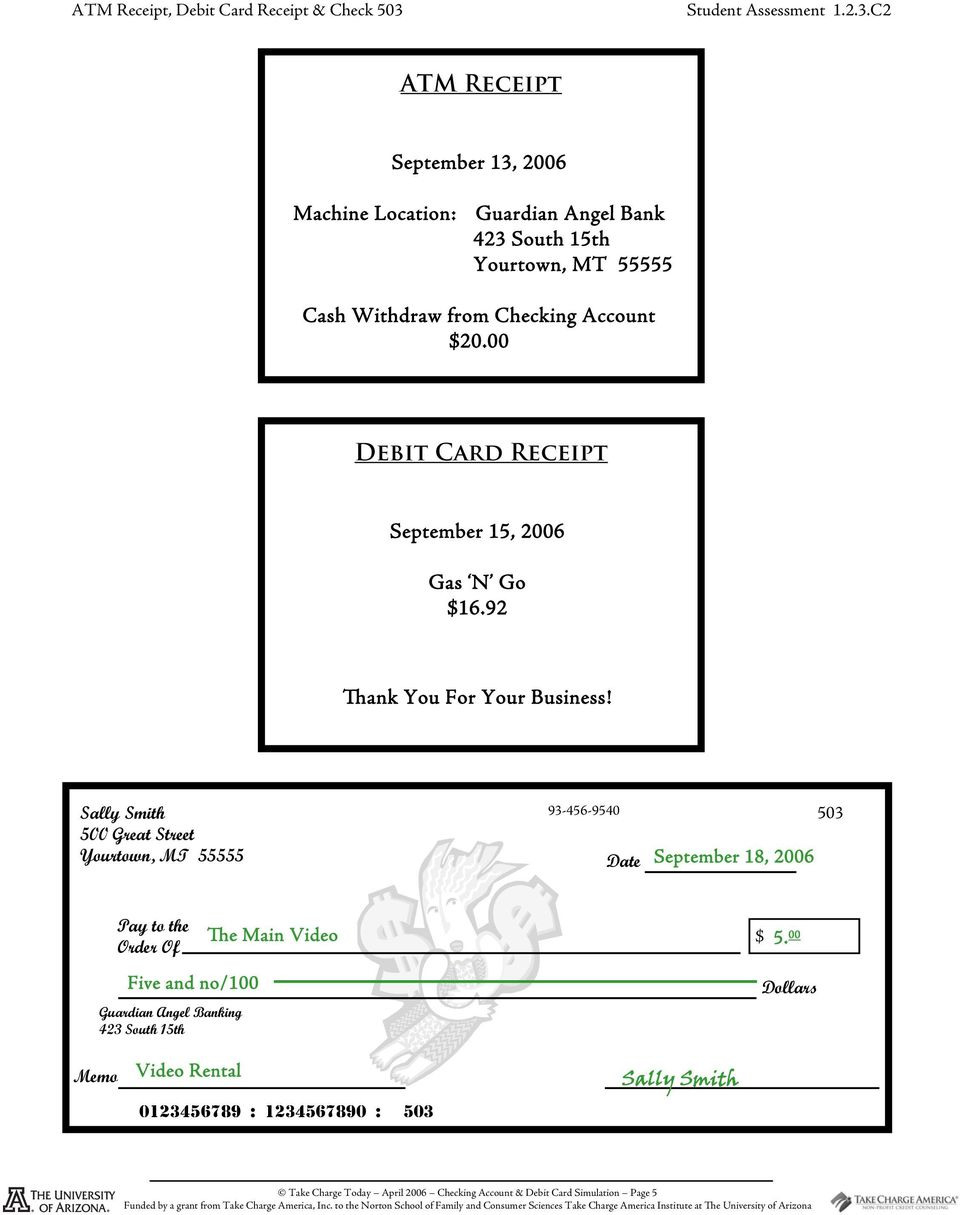 Checking Account And Debit Card Simulation  Pdf