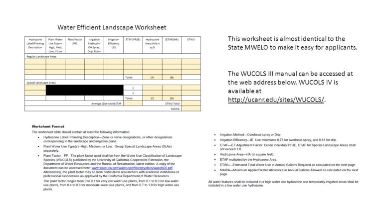 Water Efficient Landscape Worksheet — db-excel.com