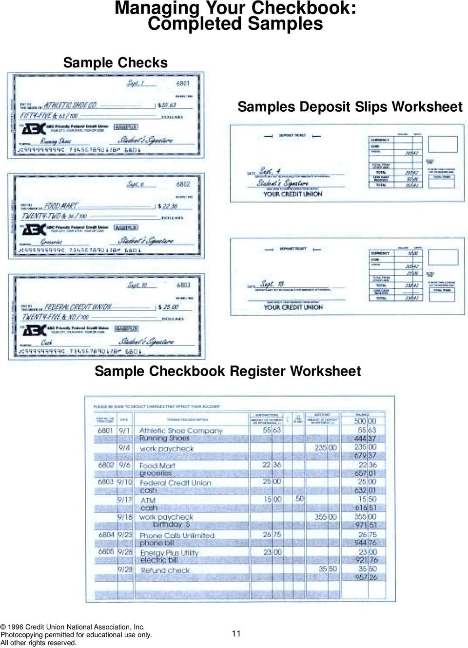 Checks And Deposit Slips Worksheet  Best Deposit Donate