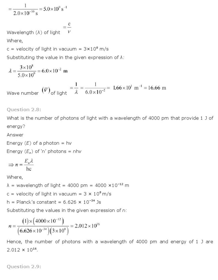 Chemistry Book Ch 2 Structure Of Atom Class 11 Ncert Solutions