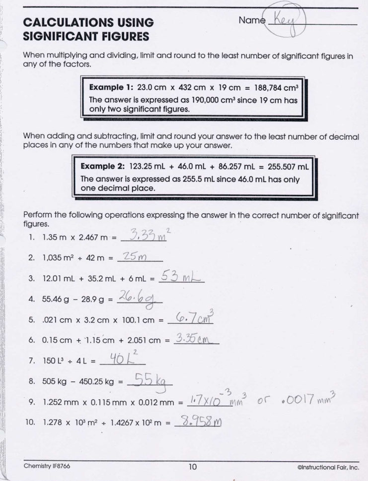 Chemistry Chapter 7 Worksheet Answers
