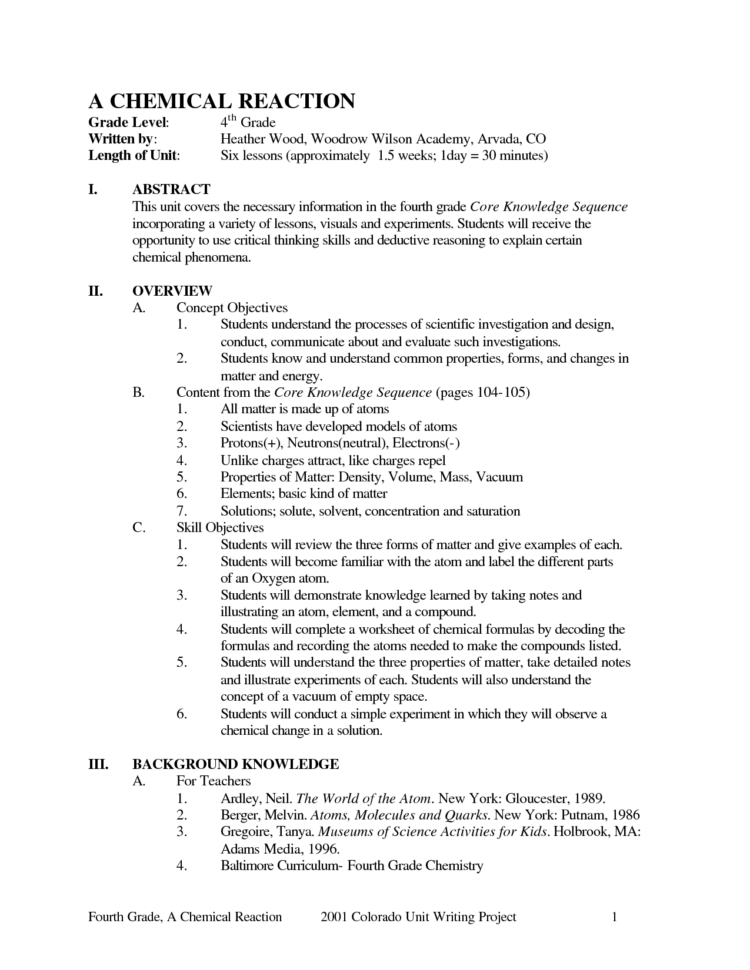 Chemistry Critical Thinking Worksheets  Addison Wesley