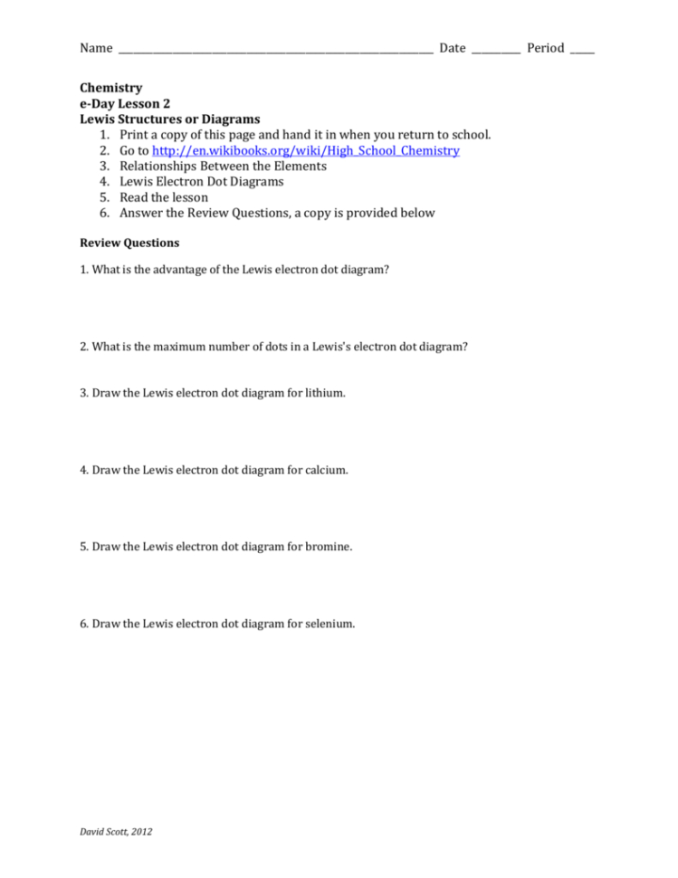 Chemistry Eday 2 Lewis Structures