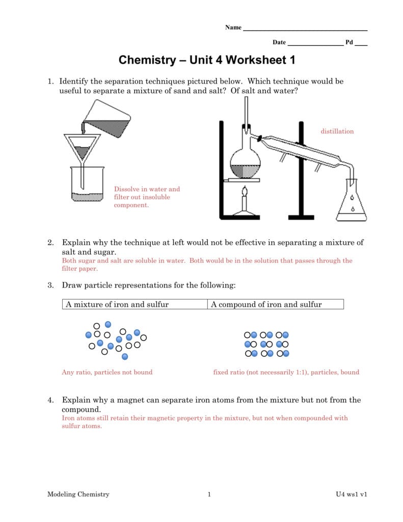 Chemistry Unit 4 Worksheet 4 Key