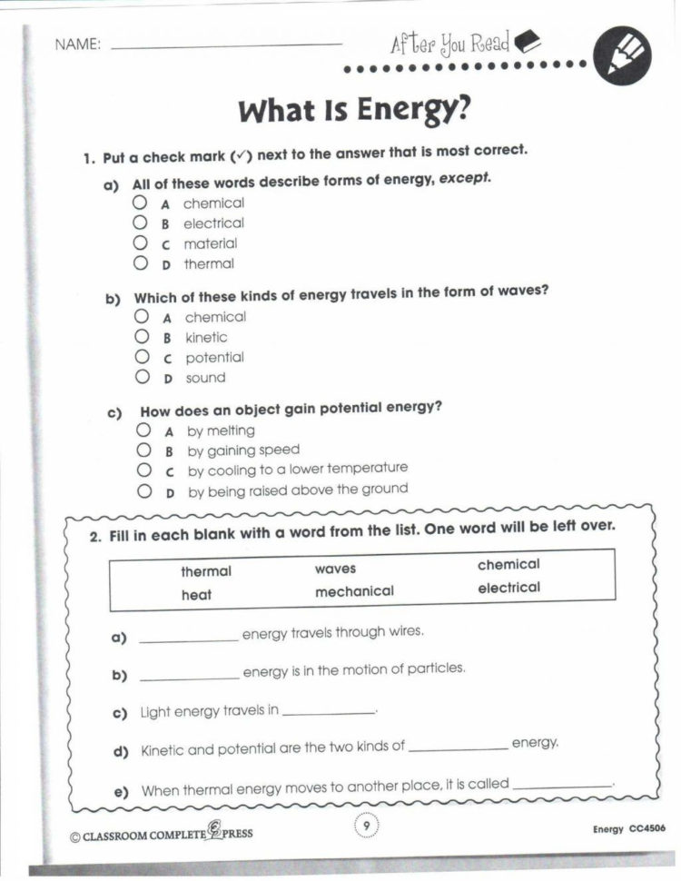 Chemistry Unit 7 Worksheet 4 Answers —
