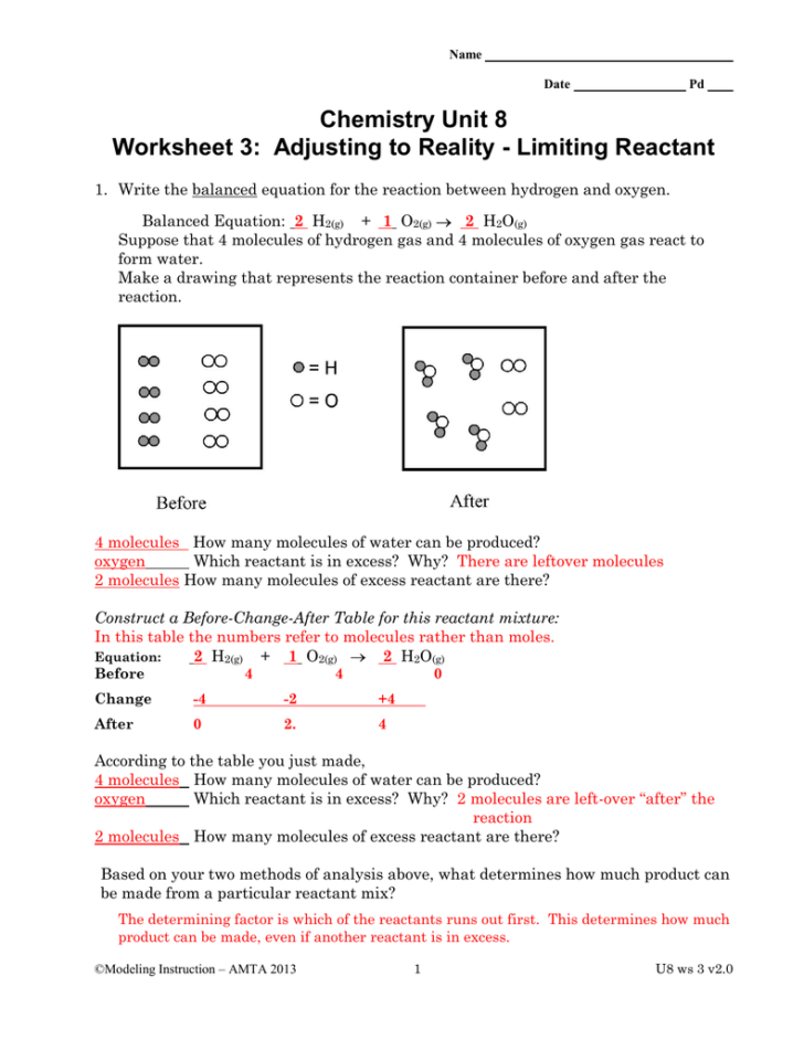 Unit 3 Worksheet 2 Chemistry Answers — db-excel.com