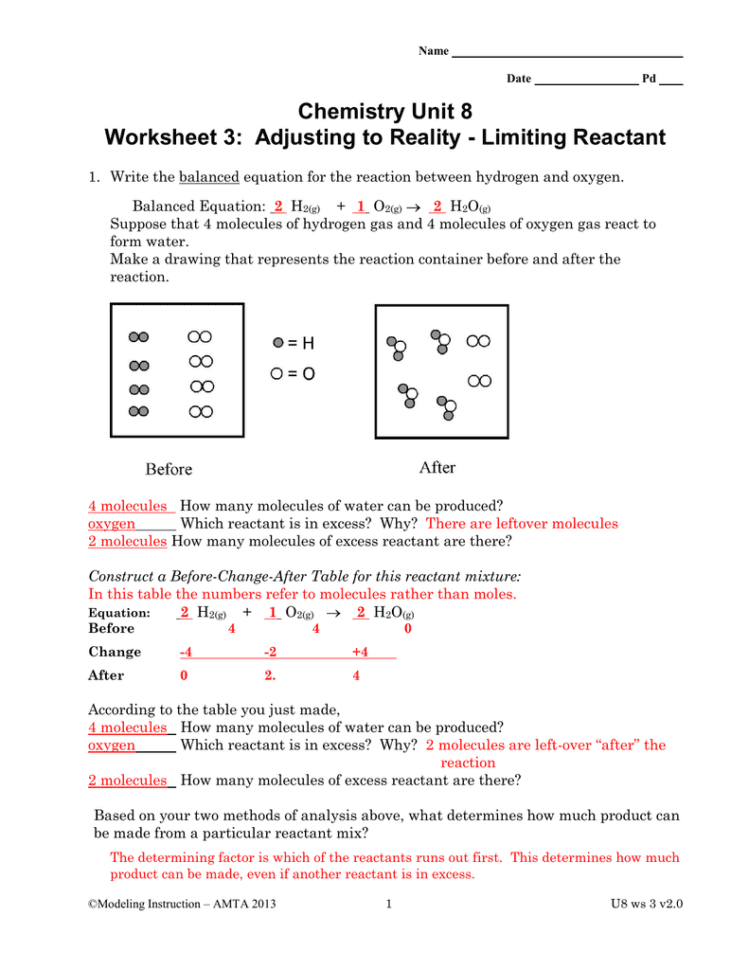 Chemistry Unit 4 Worksheet 1