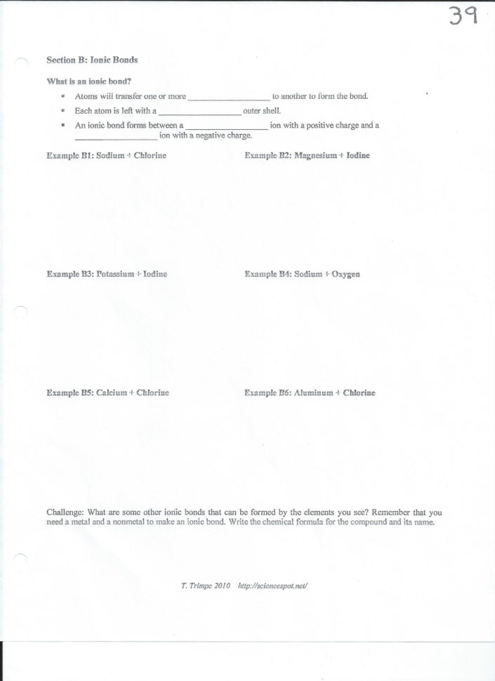 Chemistry Worksheets