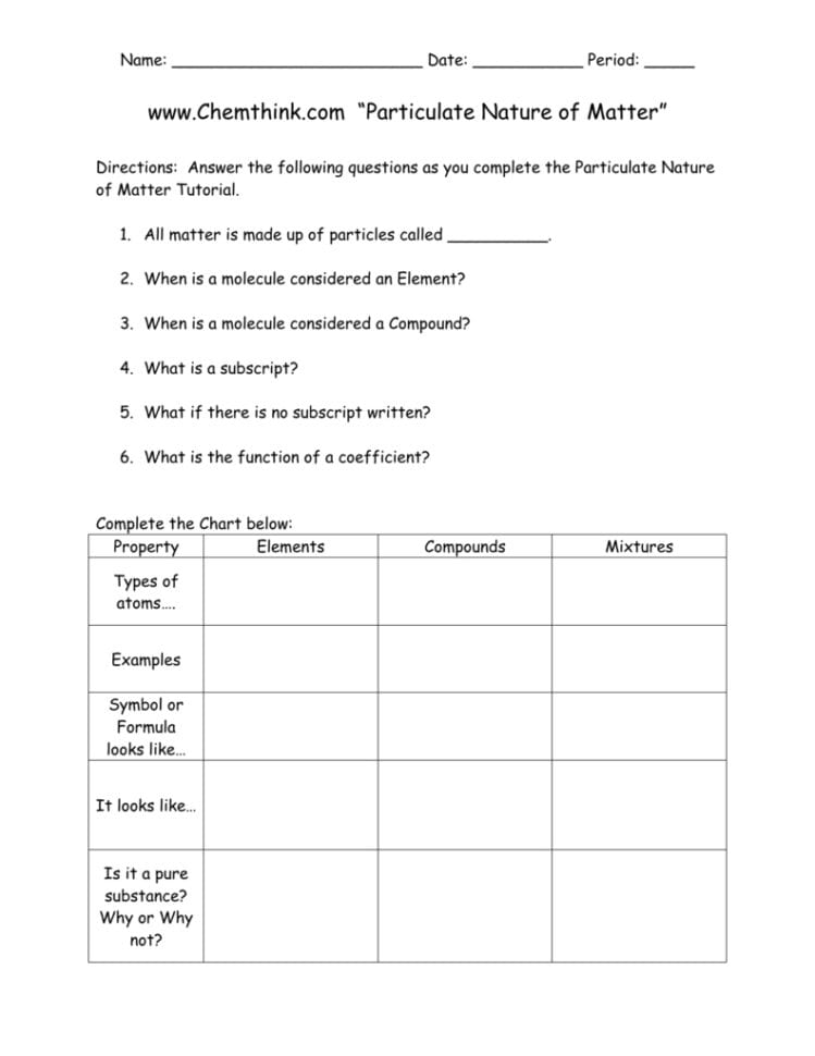Chemthink Guide  Matter