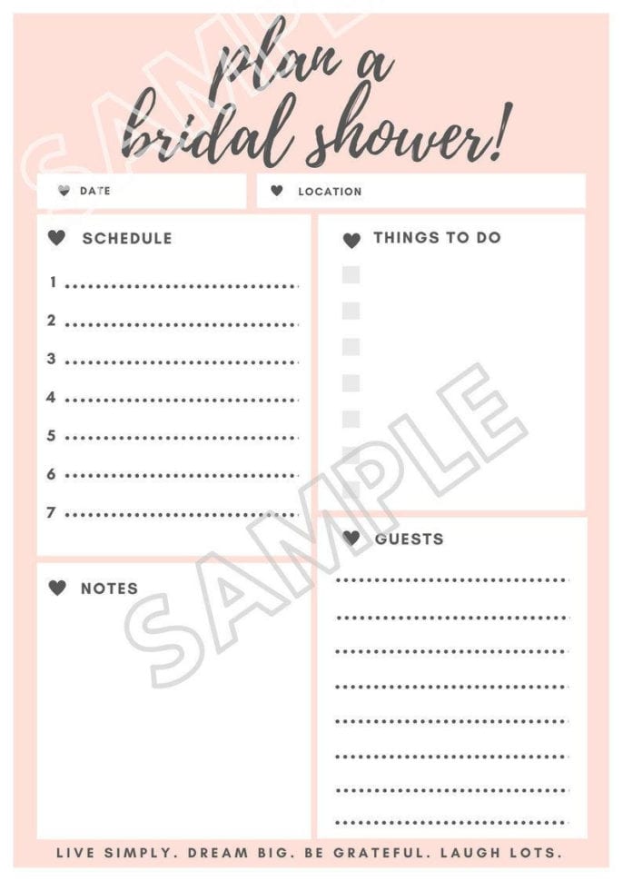 Chic Blush Bridal Shower Printables