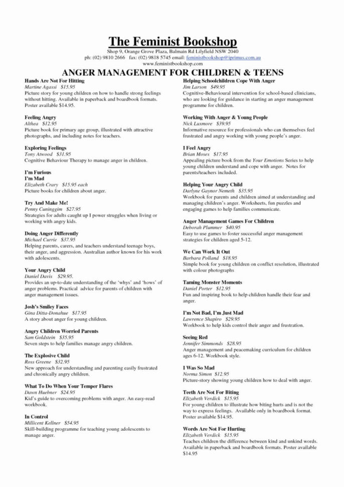 Child Anger Management Worksheets