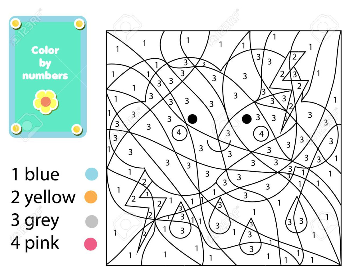 Children Educational Game Coloring Page With Cute Cloud Color
