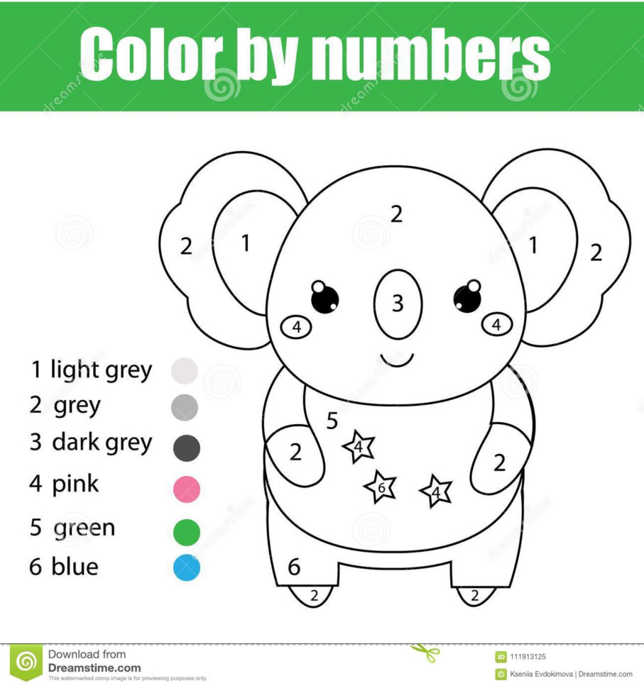 Children Educational Game Coloring Page With Cute Koala Color