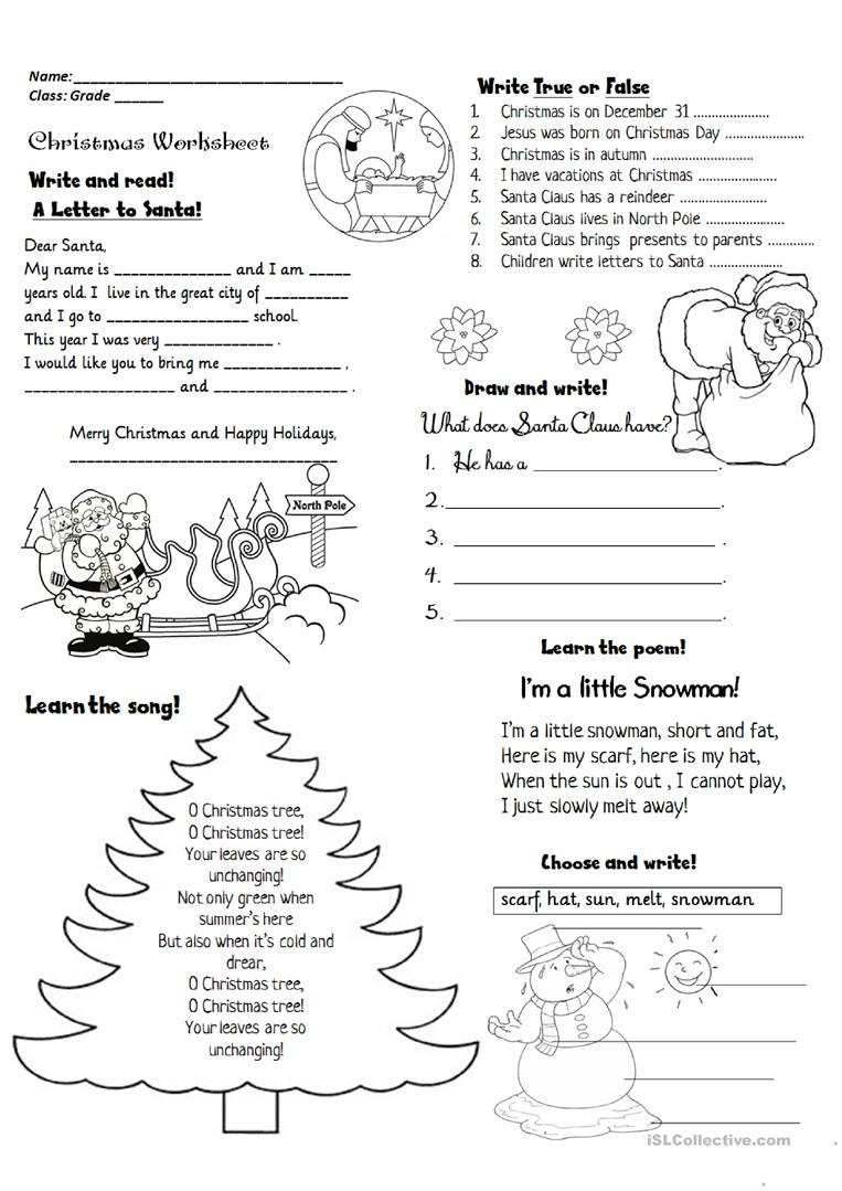 Christmas Activities  English Esl Worksheets