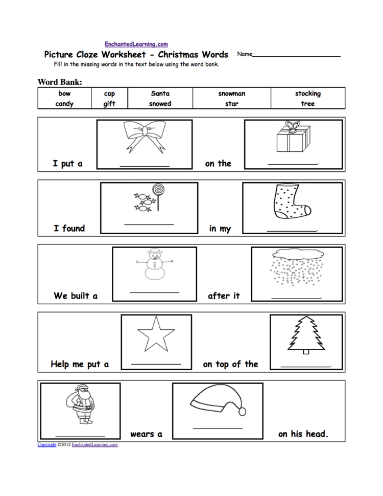 Christmas Activities Spelling Worksheets